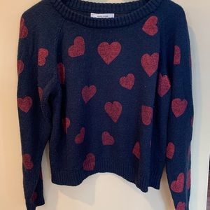Navy Blue Sweater Top with Heart Design